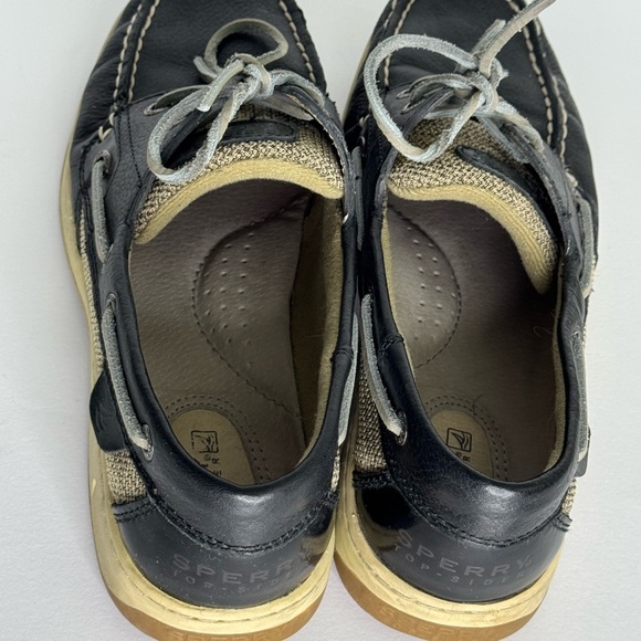 Sperry Top Side Black Leather and Cream Flats. Women’s size 9M - Picture 4 of 5